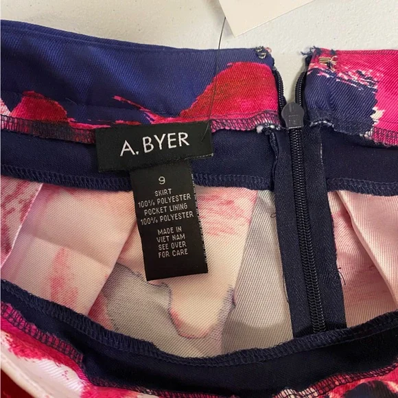 A.Byer  Blue Floral Long Sleeve 2 Piece Pleated Prom Dress - Picture 12 of 15